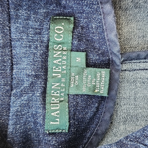 Lauren Jeans Co. Ralph Lauren dark wash denim blazer jacket - Picture 2 of 10